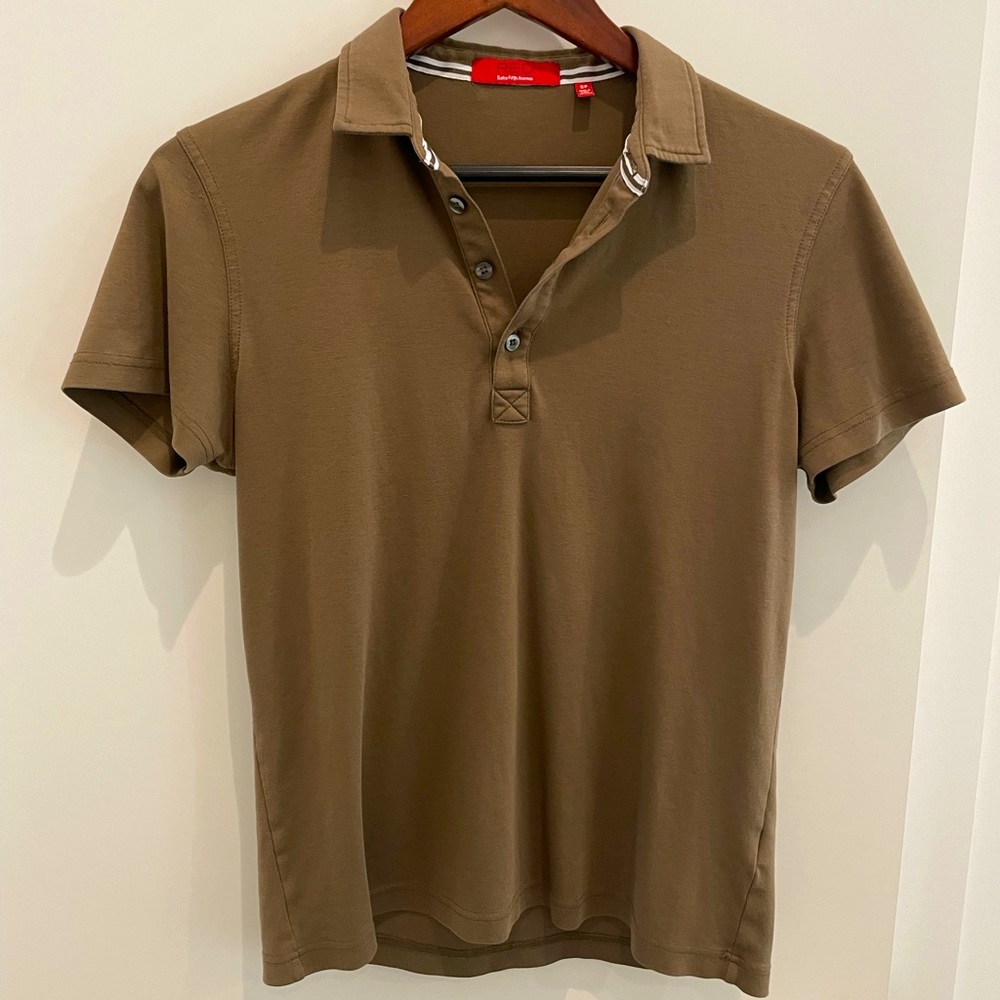 Saks Fifth Avenue RED label, mens polo, military green, in S/P